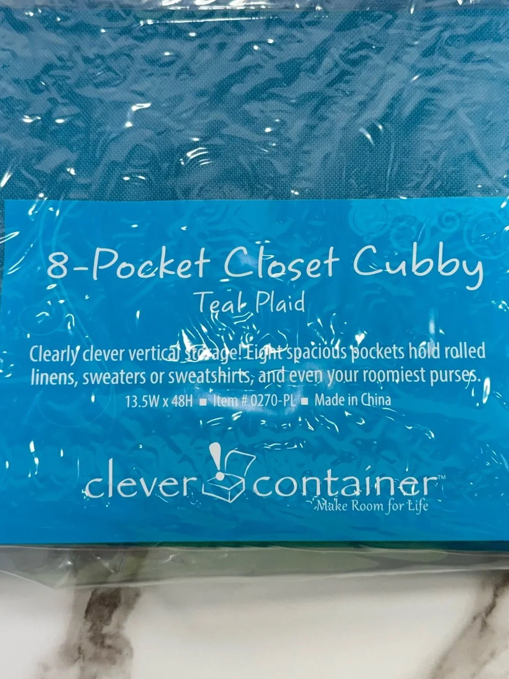 3 Pcs Teal Blue Clear Hanging 8-21 Shoes Bag Towel Scarfs Ties Closet Organizers